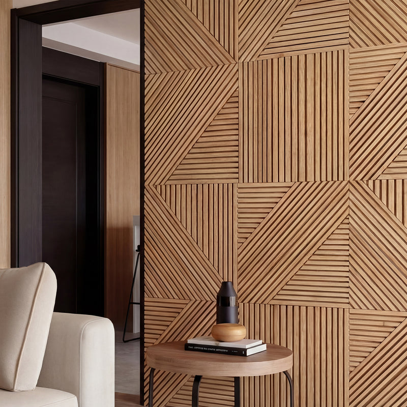 3D Geometric Pattern Wooden Panels - Brown - View 2