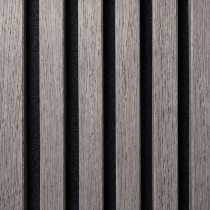 Acoustic Slat Wood Wall Panels in Grey Oak — view 3
