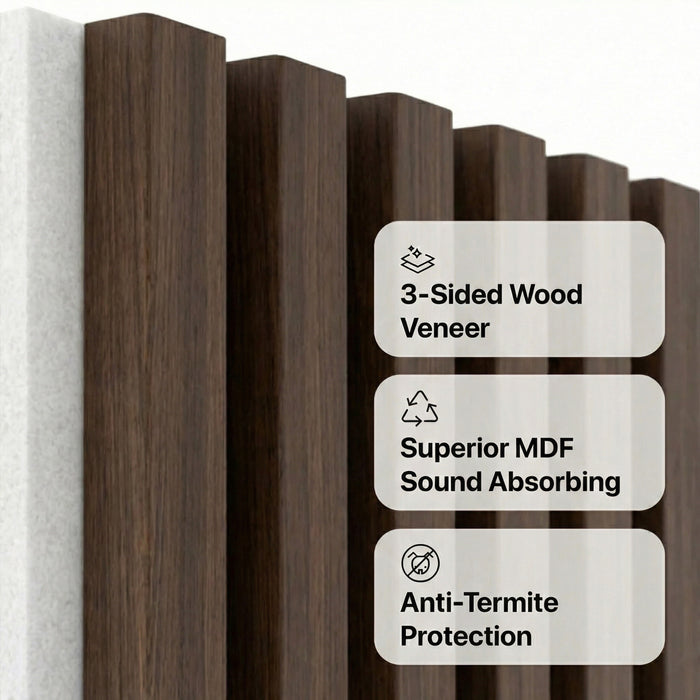American Acoustic Slat White Felt Wood Wall Panels - Oak - View 21