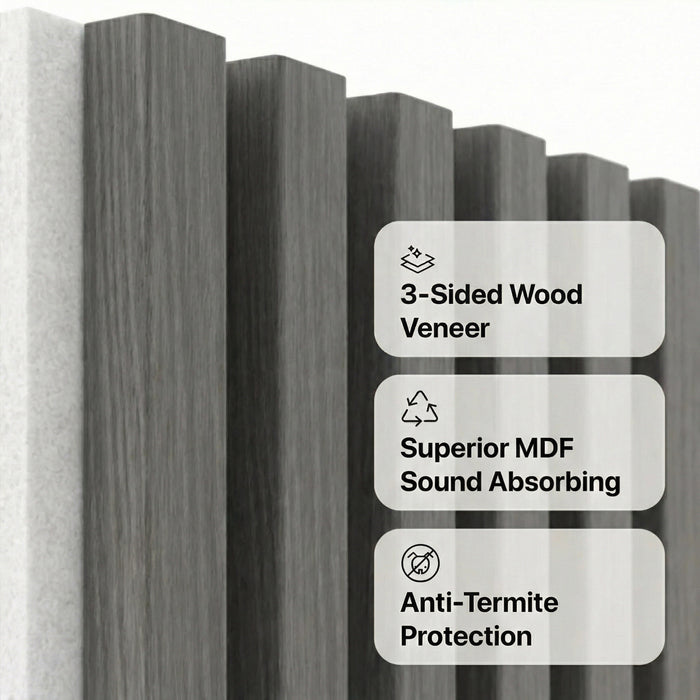 American Acoustic Slat White Felt Wood Wall Panels - Oak - View 28