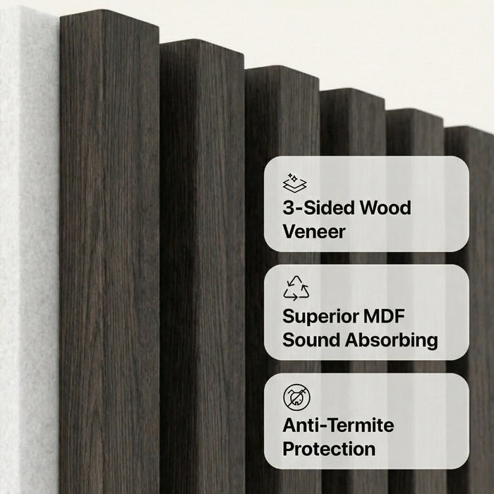 American Acoustic Slat White Felt Wood Wall Panels - Oak - View 35