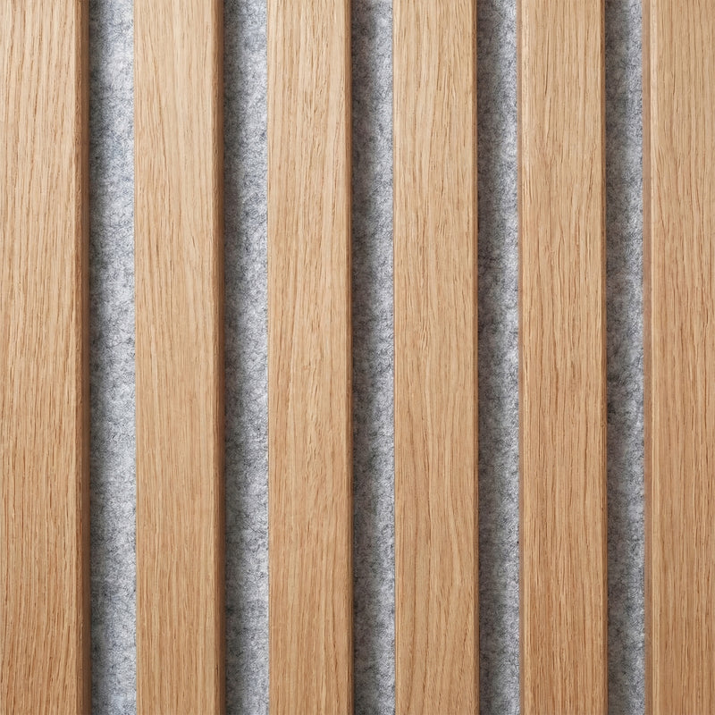 American Acoustic Slat White Felt Wood Wall Panels - Oak - View 3
