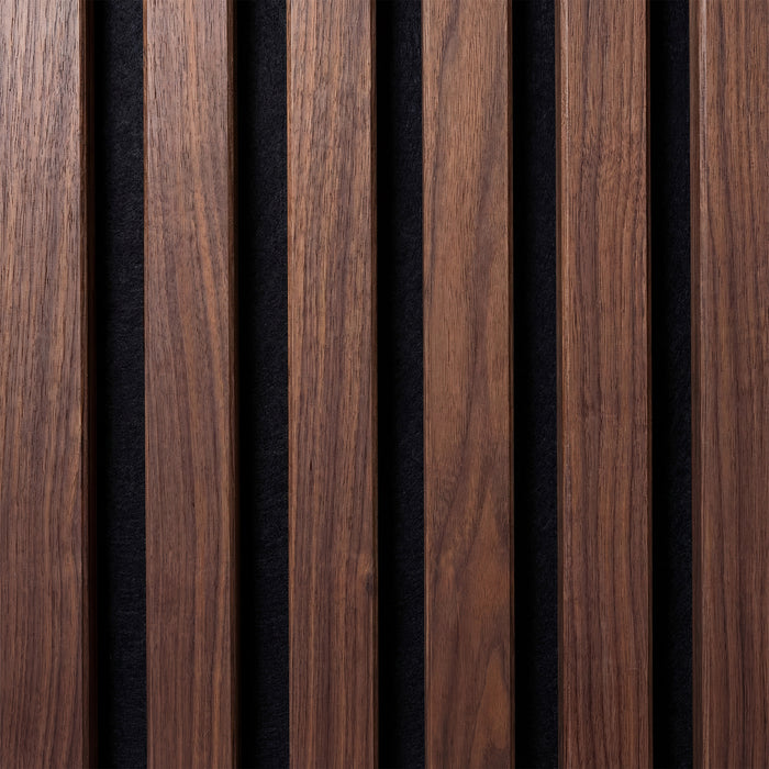 Acoustic Slat Wood Wall Panels in Walnut — view 3