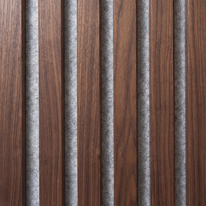 American Acoustic Slat White Felt Wood Wall Panels - Walnut - View 10