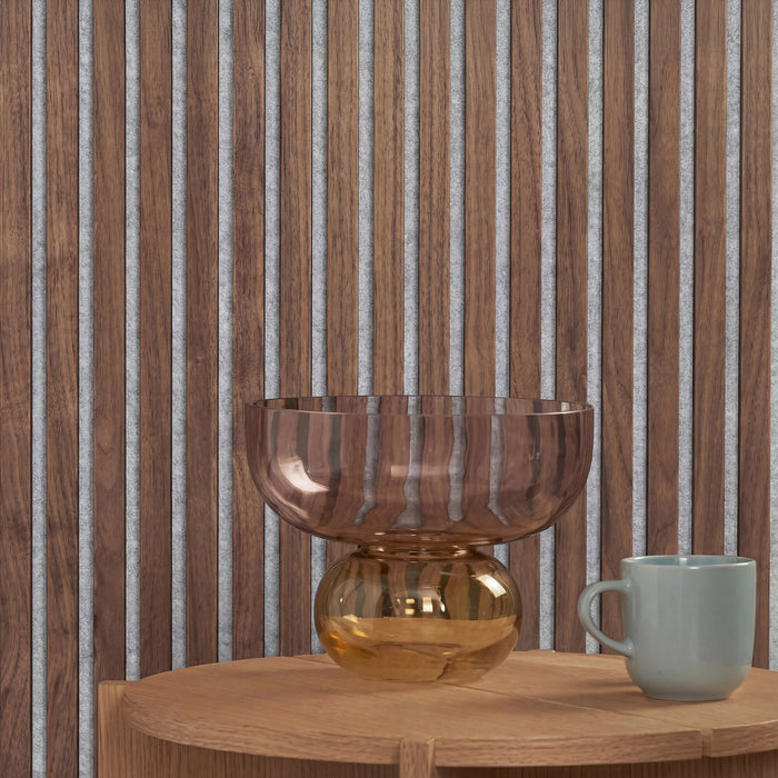 American Acoustic Slat White Felt Wood Wall Panels - Walnut - View 8