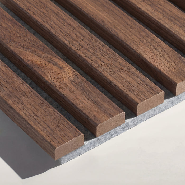 American Acoustic Slat White Felt Wood Wall Panels - Walnut - View 9