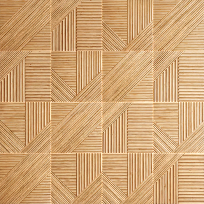 Crossing Lines Solid Wood Wall Panels in Natural Oak — view 3
