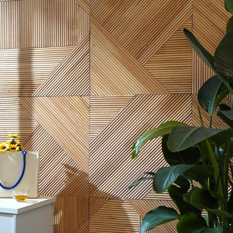 Natural Oak Crossing Lines Solid Wood Wall Panel | GroovePanel®-Indoor-The Panel Hub