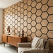 Acoustic Hexagon Wood Wall Panels in Natural Oak — view 3