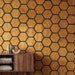 Acoustic Hexagon Wood Wall Panels in Golden Walnut — view 1