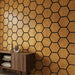 Acoustic Hexagon Wood Wall Panels in Golden Walnut — view 3