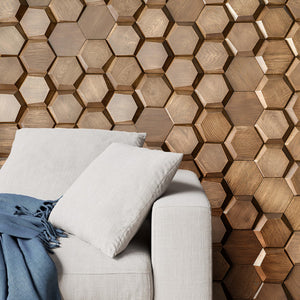 Honey Mosaic Wood Wall Panels | GroovePanel®