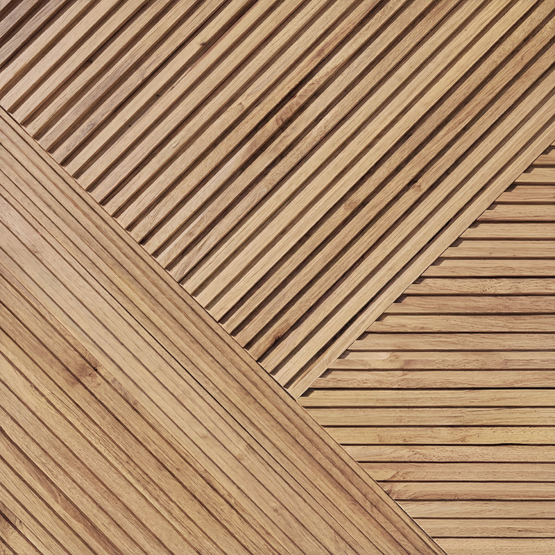 3D Geometric Pattern Wooden Panels - Brown - View 3