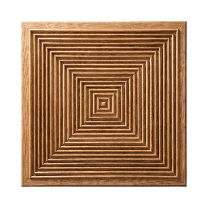 3D Concentric Square Wood Wall Panel in Natural Oak — view 2