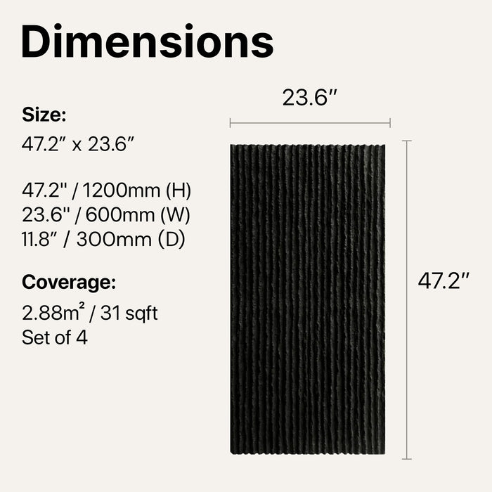 Panel dimensions diagram — Ridge Rock Wall Panel in Dark Charcoal