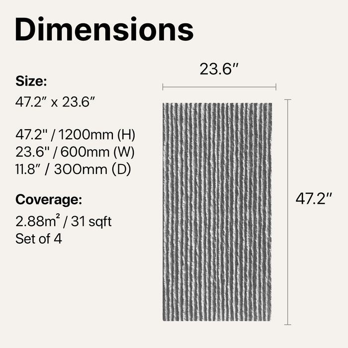 Panel dimensions diagram — Ridge Rock Wall Panel in Grey