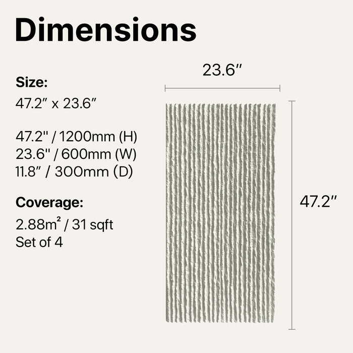 Panel dimensions diagram — Ridge Rock Wall Panel in Off-White