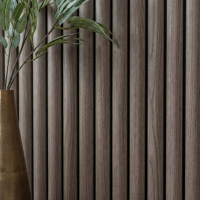 Acoustic Curve Wood Wall Panels in Grey Oak — view 2