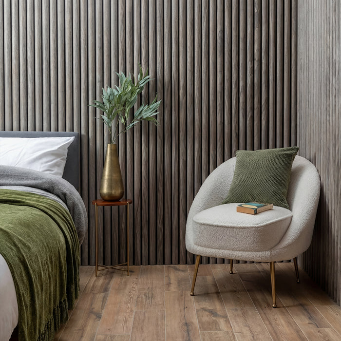 Acoustic Curve Wood Wall Panels in Grey Oak — view 3
