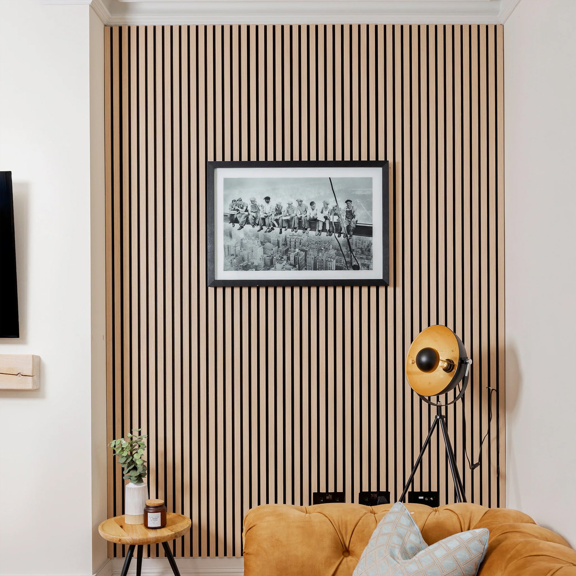 Acoustic Slat Wood Wall Panels in Golden Oak — view 9