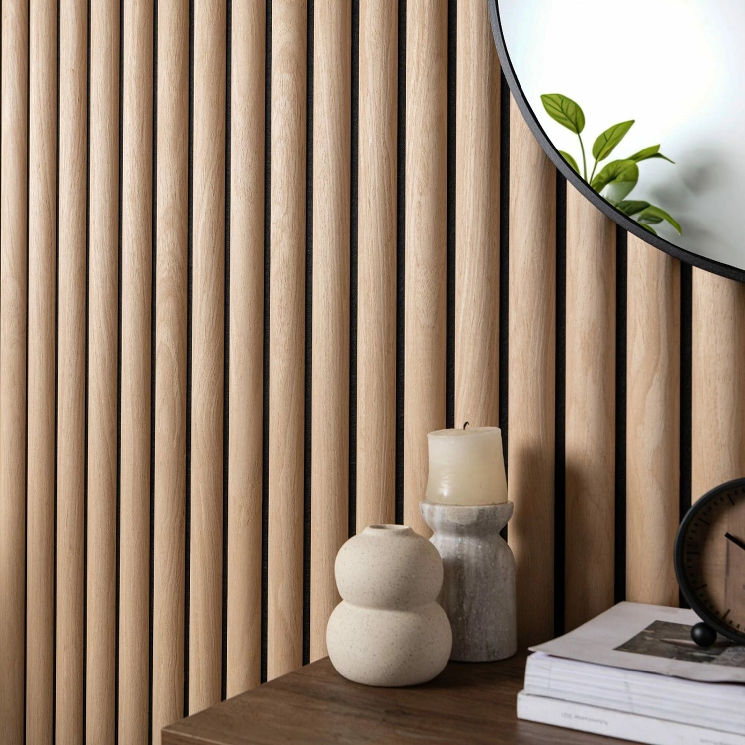 Acoustic Curve Wood Wall Panels in Golden Oak — view 2