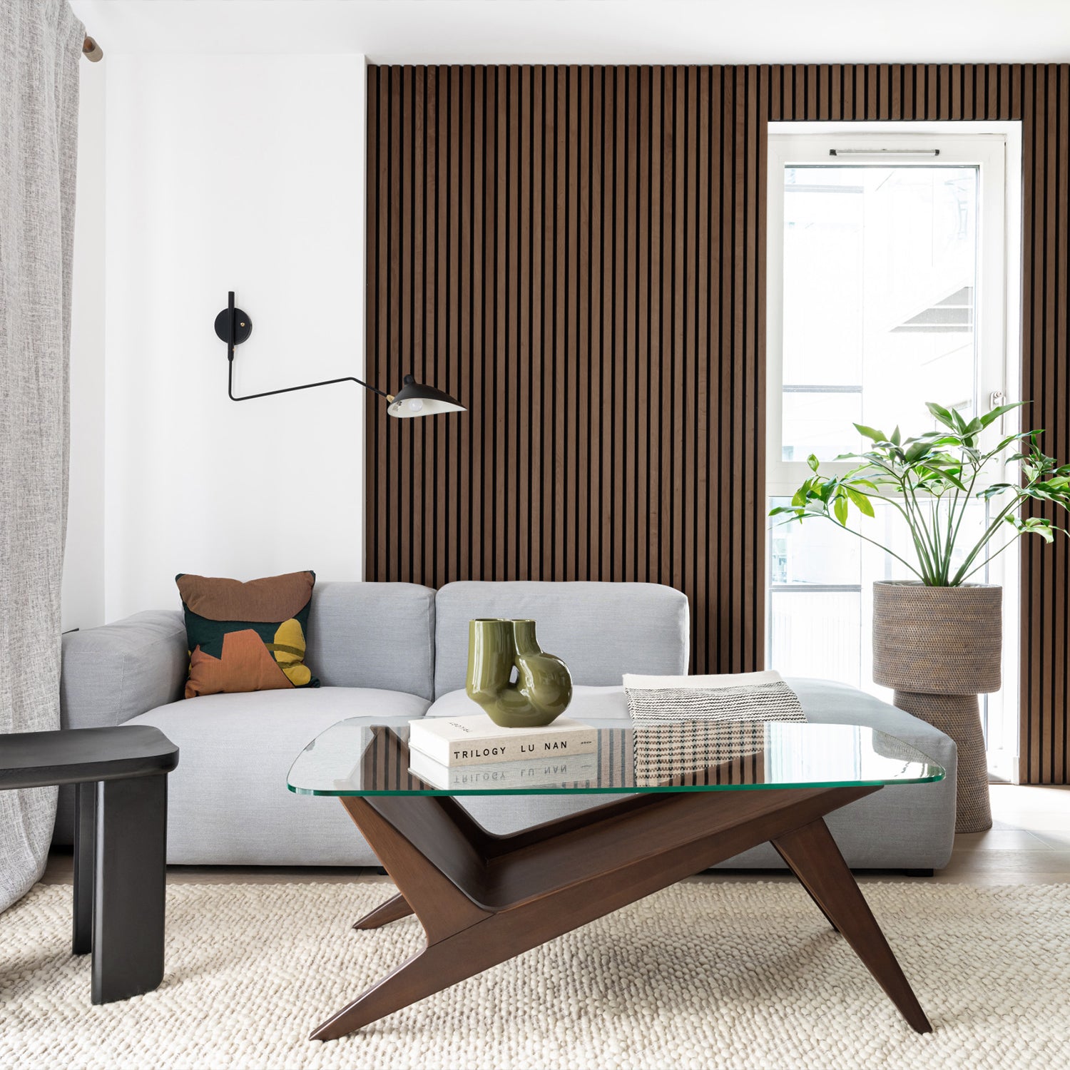 Acoustic Slat Wood Wall Panels in Walnut — view 9