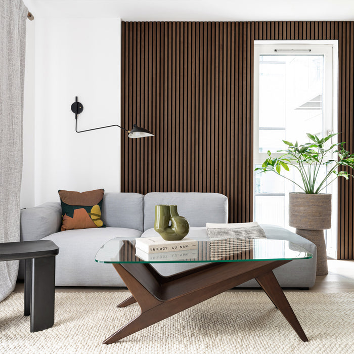 Acoustic Slat Wood Wall Panels in Walnut — view 9