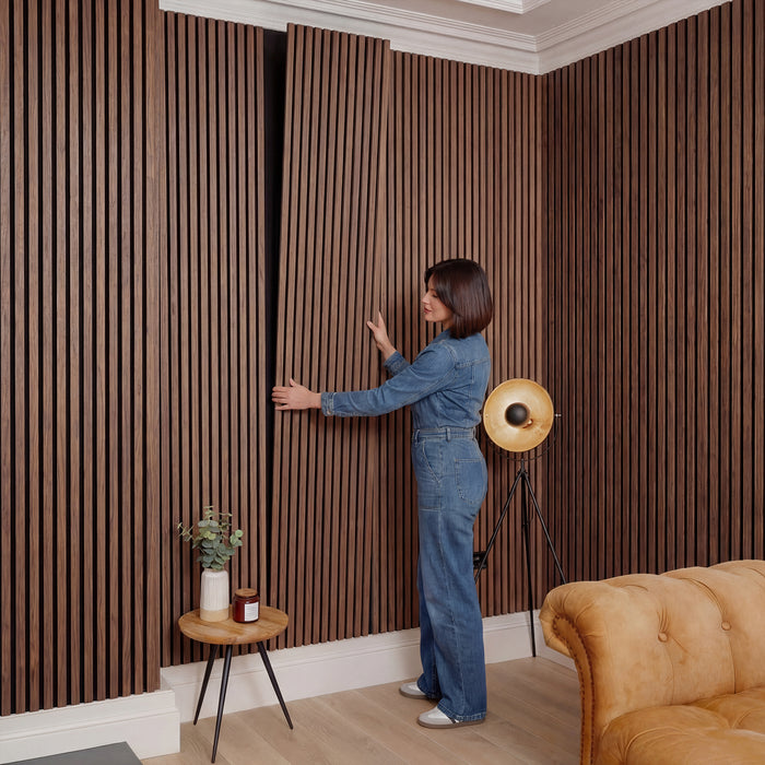 Acoustic Slat Wood Wall Panels in Classic Oak — view 9