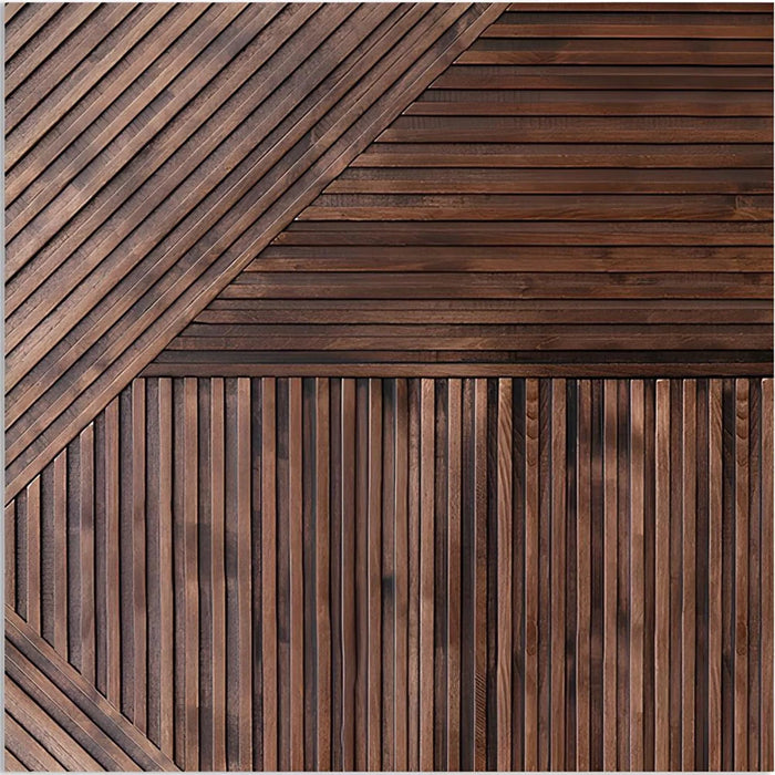 Dark Brown Tangram Solid Wood Wall Panels | GroovePanel®.