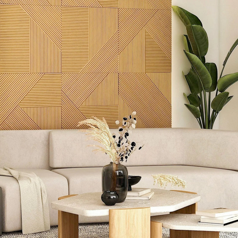 Light Brown Tangram Solid Wood Wall Panels - Brown - View 6